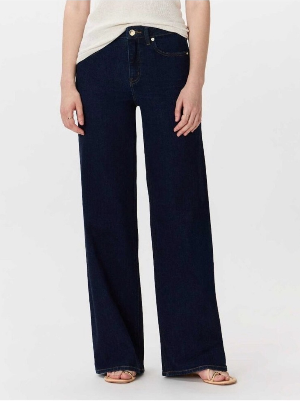 Quince Bella Stretch Wide Leg Jeans Deep Rinse Size 31